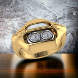 14k yellow gold with 14k white headlights
