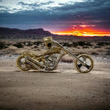14k YG 2D chopper motorcycle pendant