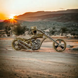 14k YG 2D chopper motorcycle pendant