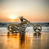 14k YG 2D chopper motorcycle pendant