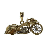 14k YG motorcycle pendant with a diamond breather