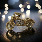 14k YG 2D motorcycle pendant
