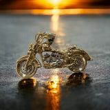 14k YG 2D motorcycle pendant