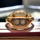 14k yellow gold with natural diamond headlights