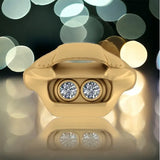 14k yellow gold with natural diamond headlights